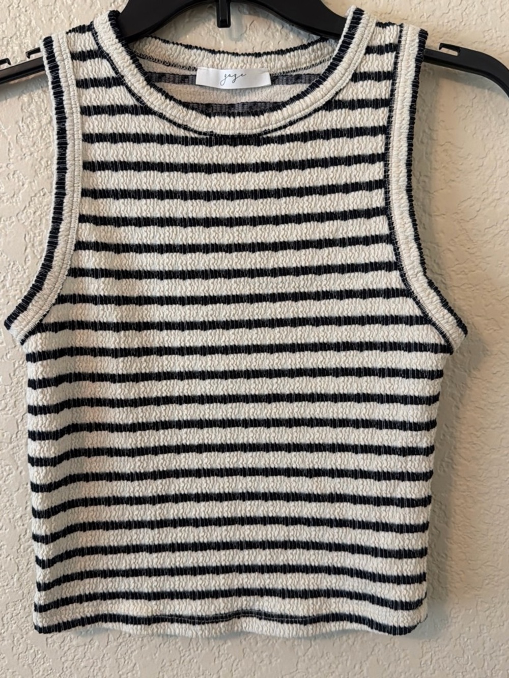 Striped Knit Tank Top by  - Black & White